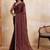 Coffee embroidered angara saree with unstitched blouse