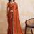 Rust embroidered saree with unstitched blouse