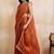 Rust embroidered saree with unstitched blouse
