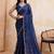 Navy blue embroidered angara saree with unstitched blouse