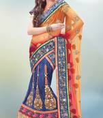 Multicolor Brocade And Net Embroidered Work Unstitched Lehenga Choli
