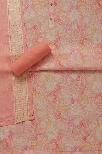 botanical printed chanderi unstitched dress material