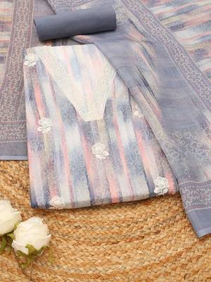 printed linen unstitched dress material 1