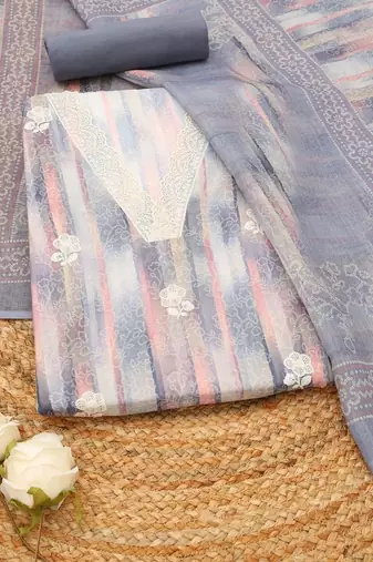 printed linen unstitched dress material