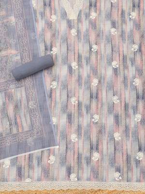 printed linen unstitched dress material 2