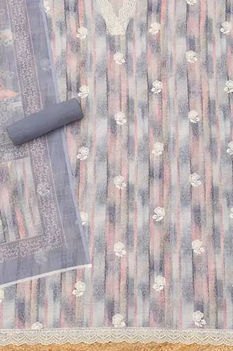 printed linen unstitched dress material