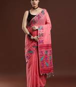 Pink woven design saree with blouse