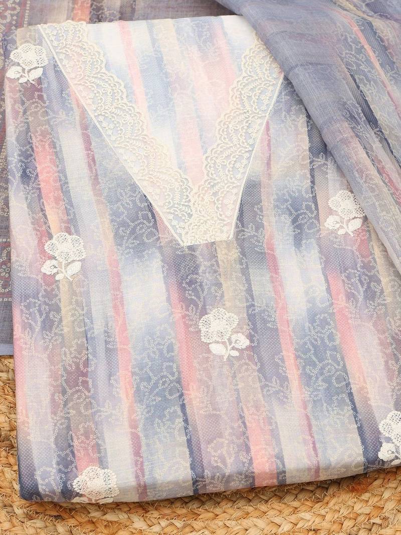 printed linen unstitched dress material