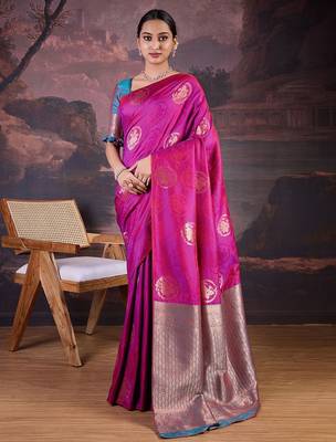 Pink woven design banarasi saree 2