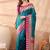 Teal woven design banarasi sarees with unstitched blouse