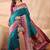 Teal woven design banarasi sarees with unstitched blouse
