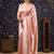 Pink pure linen woven design  banarasi saree with blouse piece