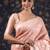 Pink pure linen woven design  banarasi saree with blouse piece