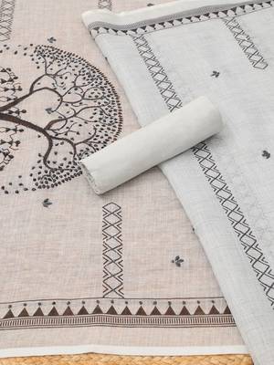 printed linen unstitched dress material 1
