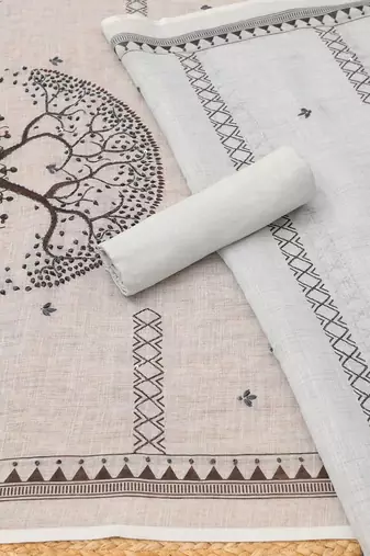 printed linen unstitched dress material