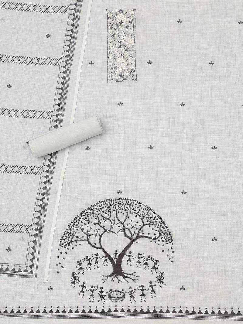 printed linen unstitched dress material