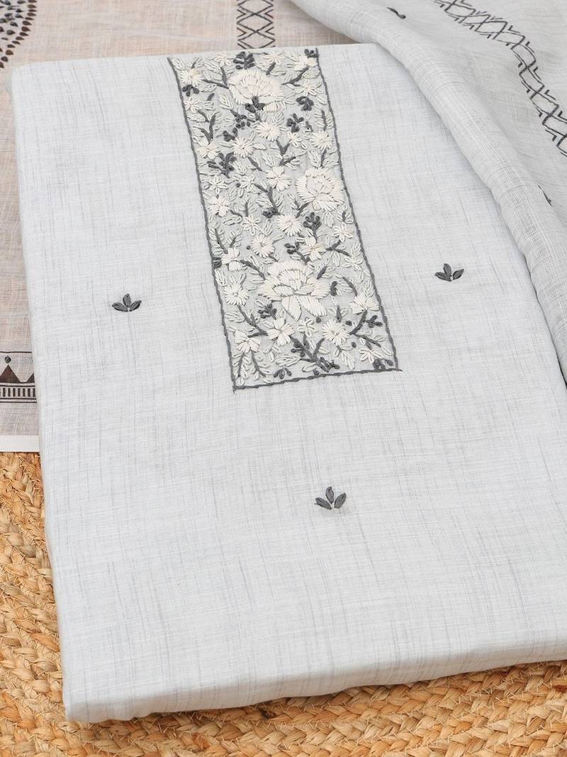 printed linen unstitched dress material