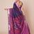 Navy blue woven design pochampally saree with blouse piece