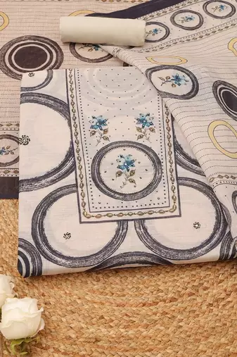 printed linen unstitched dress material