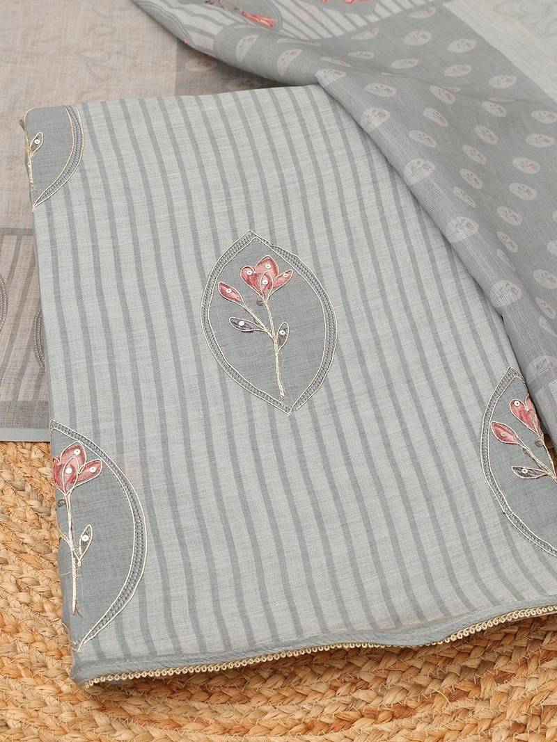 printed linen unstitched dress material
