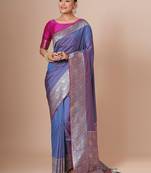 Lavender woven design banarasi saree with blouse piece