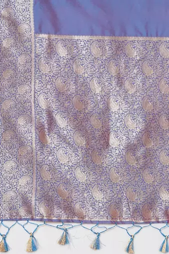 Lavender woven design banarasi saree with blouse piece