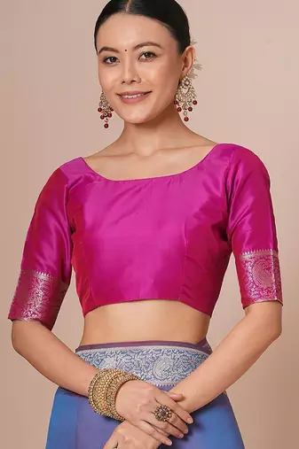 Lavender woven design banarasi saree with blouse piece