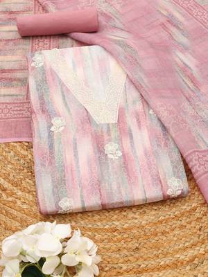 printed linen unstitched dress material 1