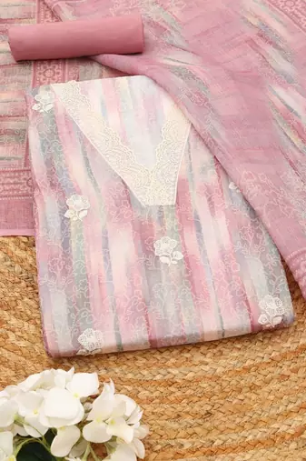printed linen unstitched dress material