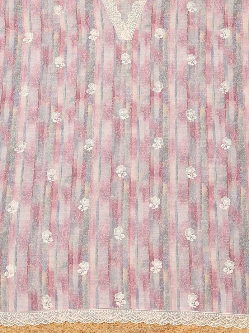 printed linen unstitched dress material