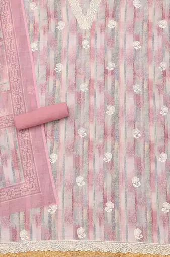 printed linen unstitched dress material