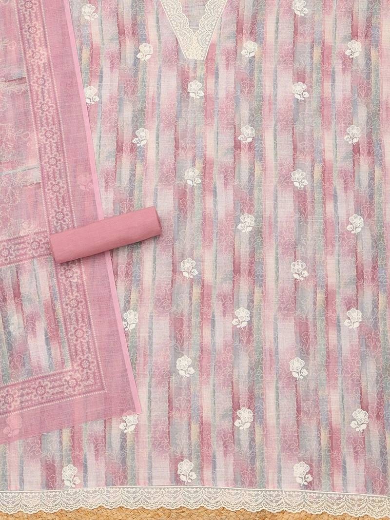 printed linen unstitched dress material