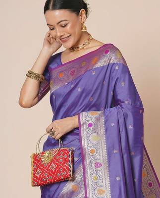Lavender woven design banarasi saree 1