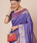 Lavender woven design banarasi saree