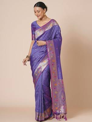 Lavender woven design banarasi saree 2