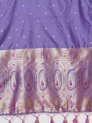 Lavender woven design banarasi saree 5
