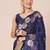 Navy blue women floral banarasi saree with blouse piece