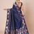 Navy blue women floral banarasi saree with blouse piece