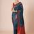 Teal women ethnic motifs woven design banarasi saree