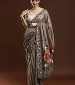 Grey woven design saree with blouse