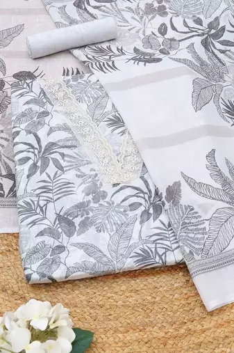 printed linen unstitched dress material
