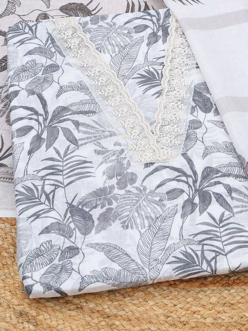 printed linen unstitched dress material