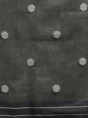 Grey woven design saree with blouse 5