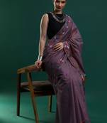 Purple woven design saree with blouse