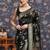 Black ethnic motifs woven design zari kanjivaram saree