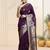 Purple woven design kanjeevaram saree with blouse piece