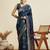 Teal woven design zari kanjivaram saree with unstitched blouse