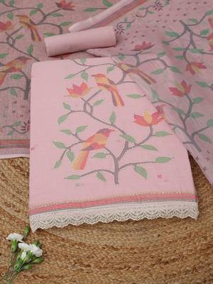printed linen unstitched dress material 1