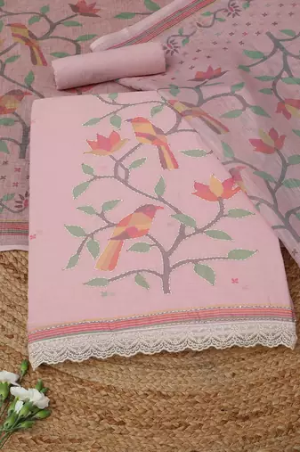 printed linen unstitched dress material