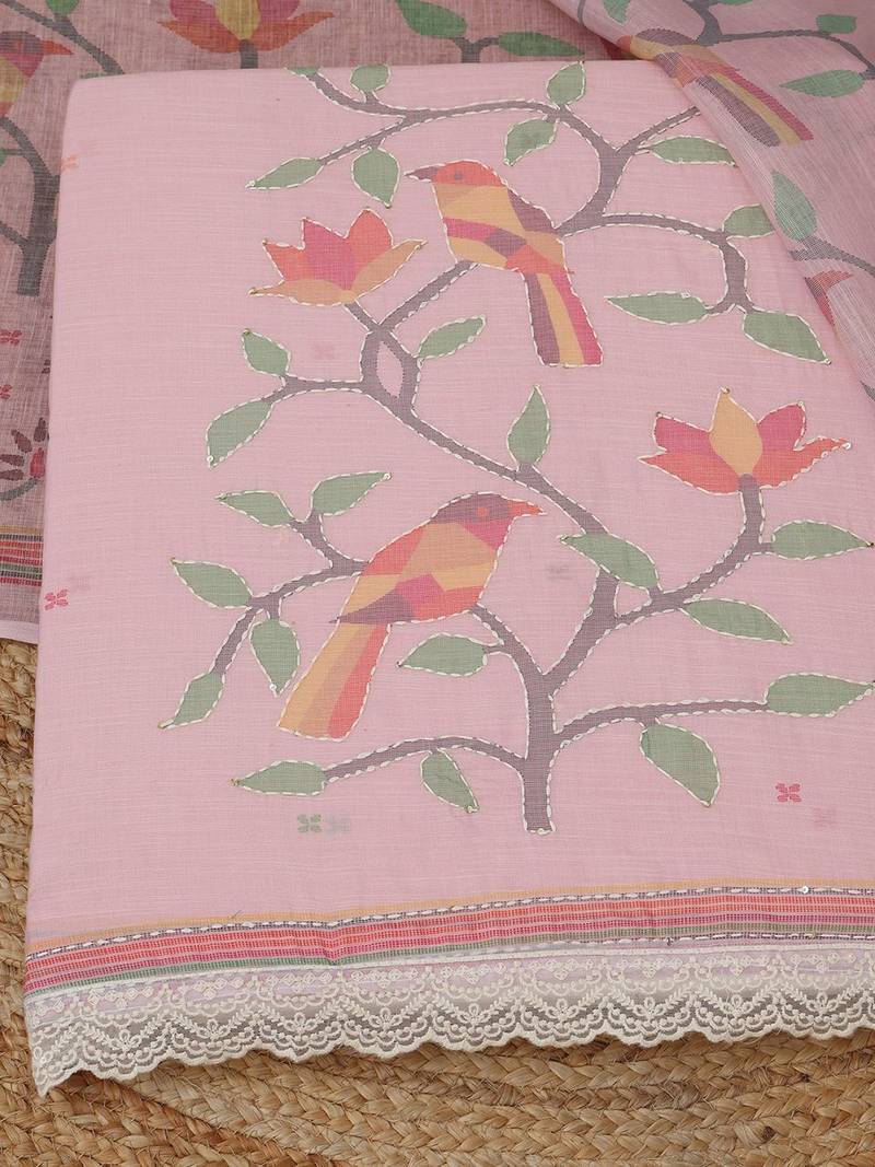 printed linen unstitched dress material